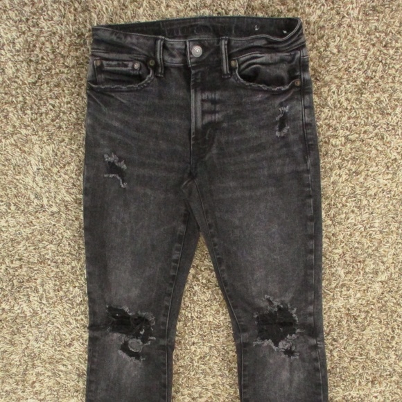 American Eagle Jeans Men's 29x31 Black Slim Next Level Flex Distressed Denim - Picture 3 of 9